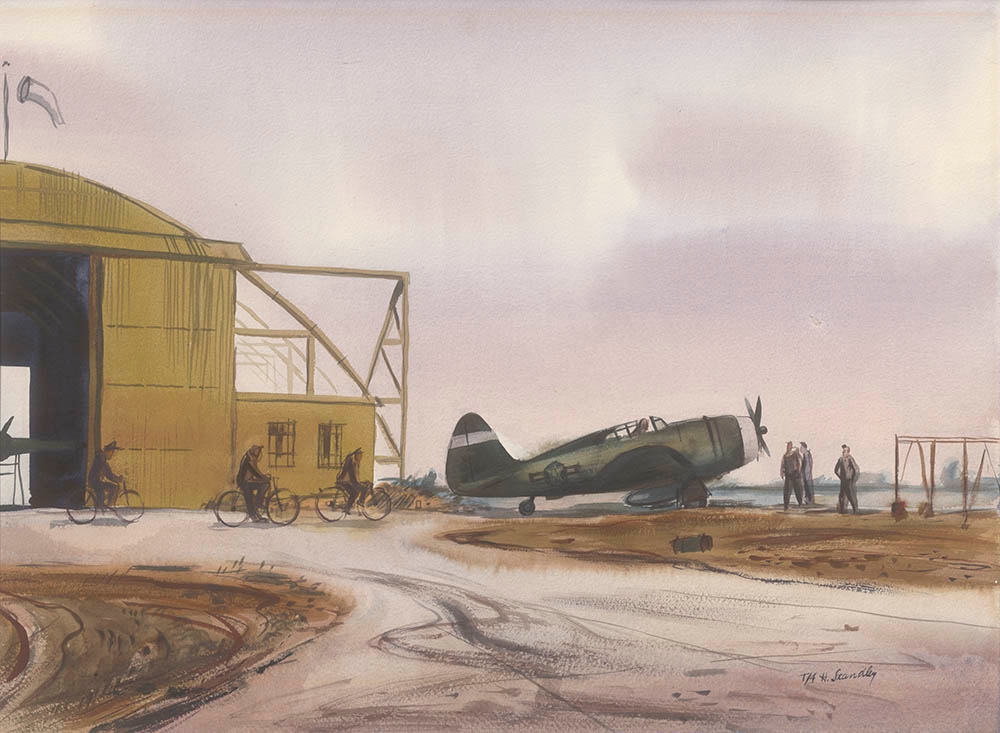 VISITOR AT A BOMBER FIELD